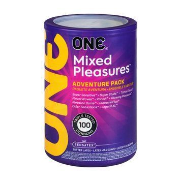 Набор презервативов ONE Mixed Pleasures, 100 шт, 10 видов, упаковка-тубус SX0732 фото
