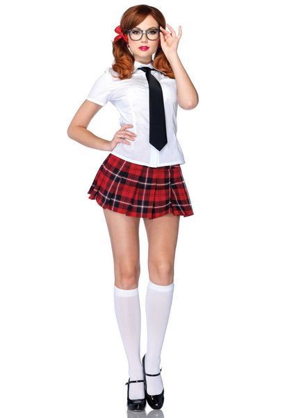 Эротический костюм школьницы Leg Avenue Private School Sweetie L, рубашка, юбка, галстук, оправа SO9121 фото