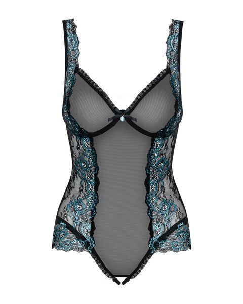 Сетчатое боди на косточках Obsessive Amanta teddy S/M, черное, с доступом SO7198 фото