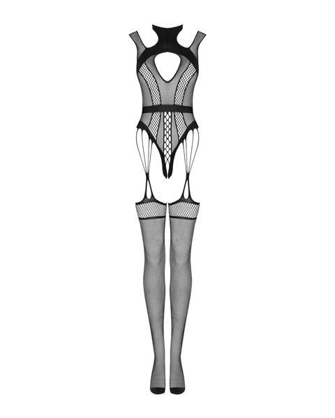 (SALE) Ажурний бодістокінг з отворами Obsessive Bodystocking G327 black S/M/L, чорний, комбінезон, з доступ SO7248 фото
