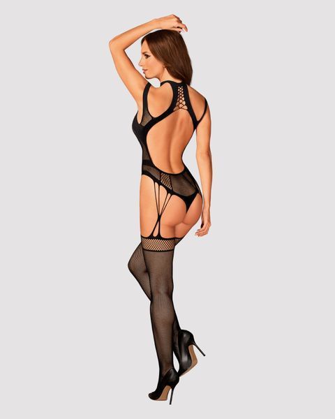 (SALE) Ажурний бодістокінг з отворами Obsessive Bodystocking G327 black S/M/L, чорний, комбінезон, з доступ SO7248 фото