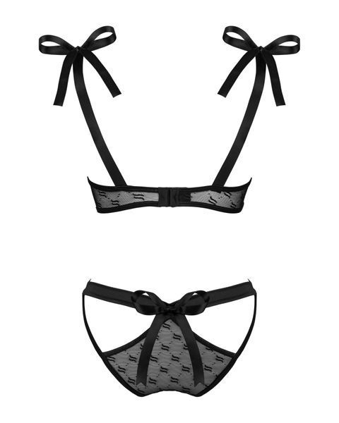 Полупрозрачный эротический комплект Obsessive Obsessivia 2pcs set black L/XL, бюстгальтер и трусики SO7298 фото