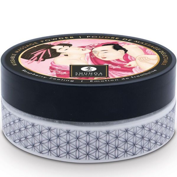 Вкусная пудра для оральных ласк Shunga Body Powder Raspberry feeling, 75 г, аромат малины SX0588 фото