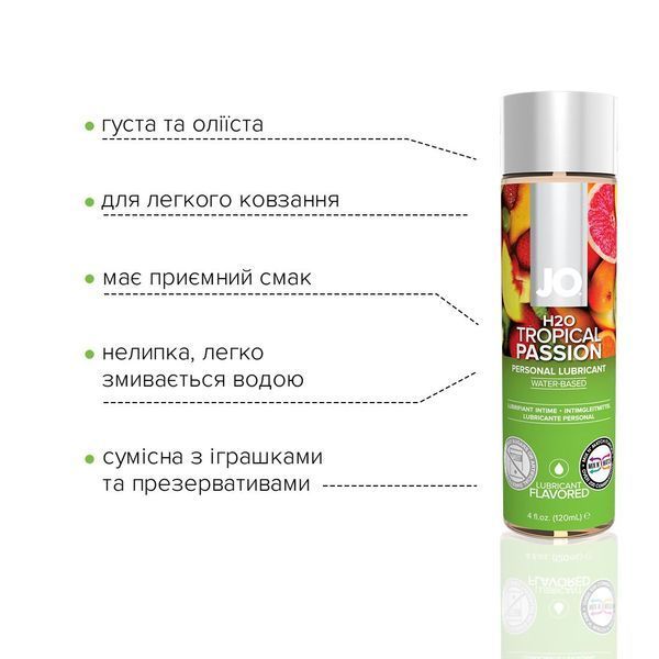 Смазка на водной основе JO H2O &mdash; Tropical Passion (120 мл) без сахара, растительный глицерин SO1674 фото