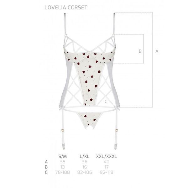 Корсет з підв'язками, стрінги Passion LOVELIA CORSET L/XL, white SO4768 фото