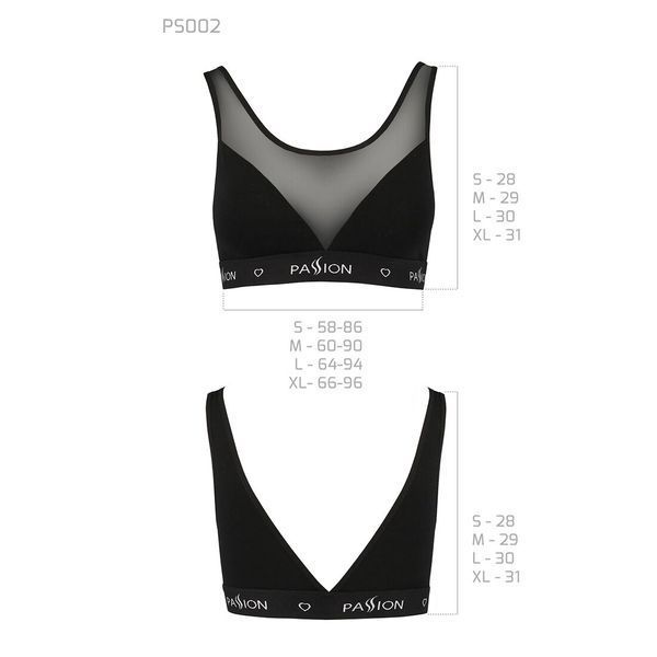 Топ с прозрачной вставкой Passion PS002 TOP XL, black SO4202 фото