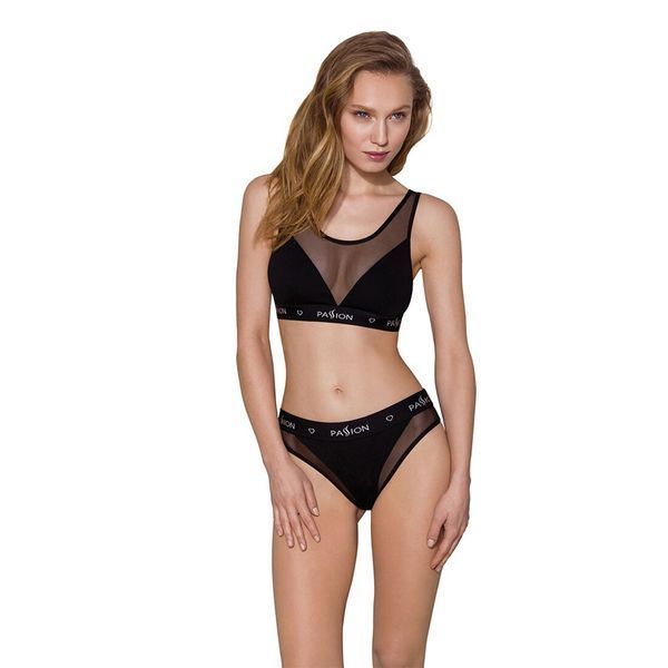Топ с прозрачной вставкой Passion PS002 TOP XL, black SO4202 фото