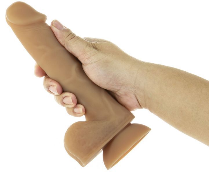 Гнучкий фалоімітатор на присосці ADDICTION &mdash; ANDREW 8&Prime; Silicone Dong &mdash; Caramel, віброкуля в подаруно SO5579 фото