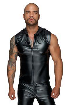 Чоловіча безрукавка з капюшоном Noir Handmade H062 Hooded Shirt, L, мокрий ефект SX0111 фото