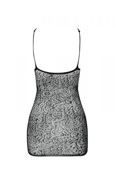 Ажурна мінісукня на тонких бретелях Passion BS096 One Size, black, плетіння на грудях SO8929 фото