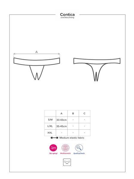 Кружевные танга с доступом Obsessive Contica crothchles thong L/XL, черные SO7257 фото