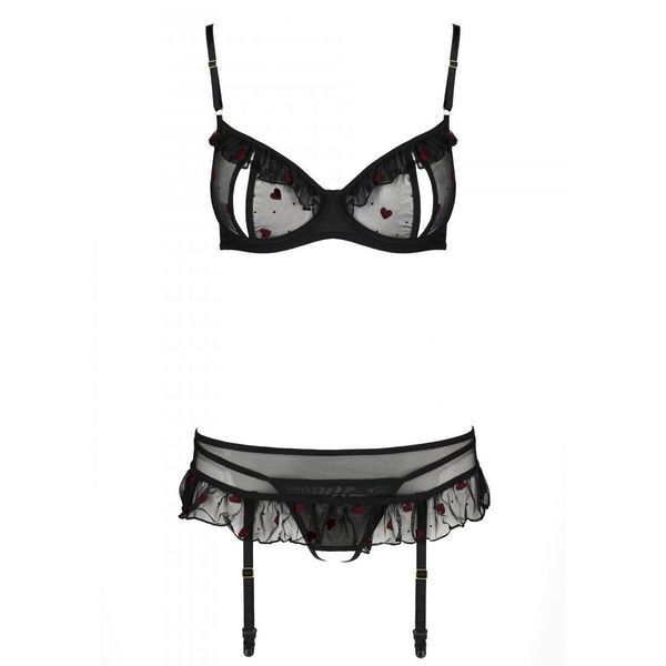Сексуальный комплект с поясом для чулок Passion LOVELIA SET L/XL, black SO4777 фото