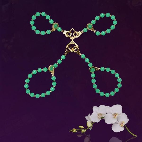 Нефритовые наручники и поножи LOCKINK Jade Handcuffs & Anklecuffs SX2839 фото