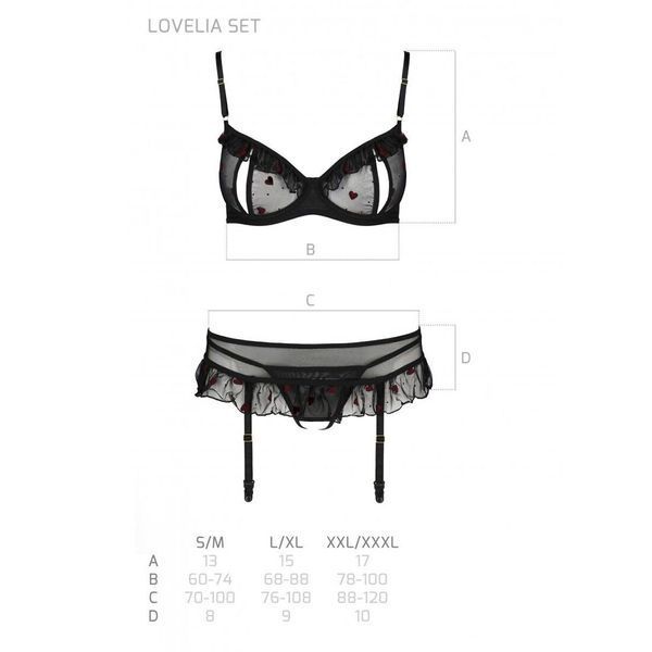 Сексуальный комплект с поясом для чулок Passion LOVELIA SET L/XL, black SO4777 фото