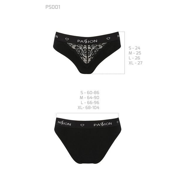 Трусики с широкой резинкой и кружевом Passion PS001 PANTIES S, black SO4161 фото