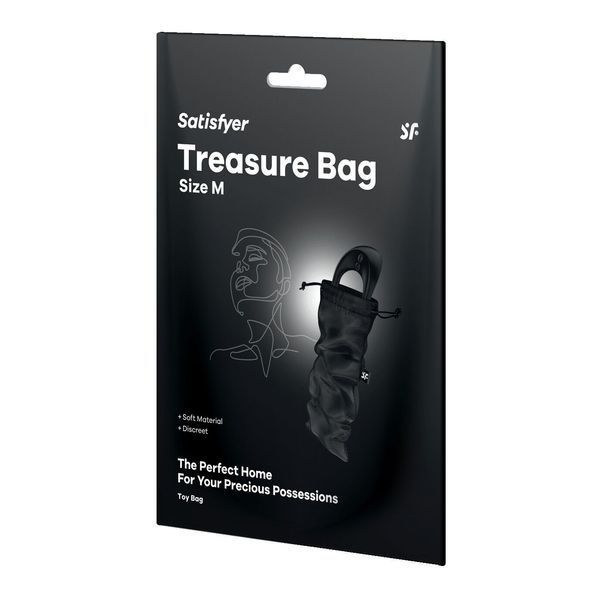 Мешочек для секс-игрушек Satisfyer Treasure Bag M, черный, на шнурке SX0546 фото