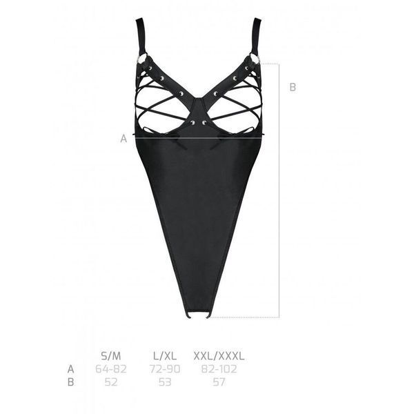 Боди из экокожи Passion CELINE BODY XXL/XXXL, black, с доступом, открытый SO6405 фото