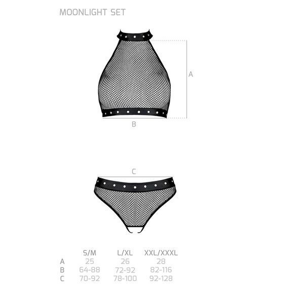 Белье с открытым доступом Passion MOONLIGHT SET S/M black, топ, стринги SO8452 фото
