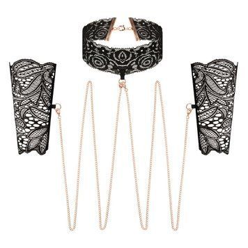 Кружевные наручники и воротник Rosy Gold - Lace Cuffs and Collar - Black SX1196 фото