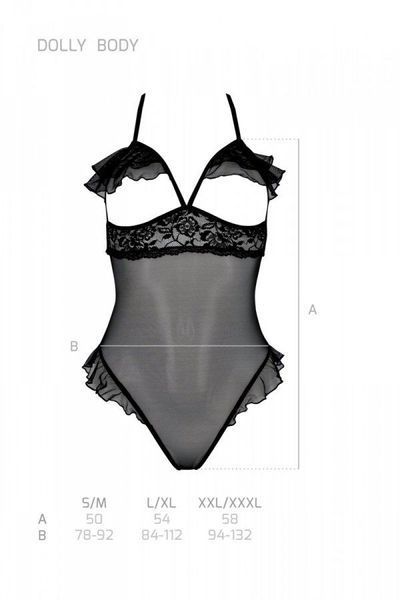 Еротичне боді Passion DOLLY BODY, S/M, black, з відкритими чашками SO9702 фото