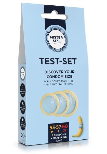 Набір презервативів Mister Size test-set 53&ndash;57&ndash;60, 3 розміри + лінійка, товщина 0,05 мм SO8056 фото