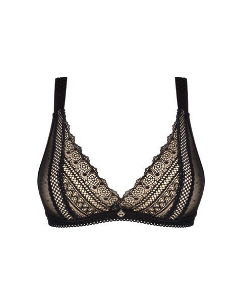 Кружевной бюстгальтер с треугольной чашкой Obsessive Estiqua bra XS/S, черный, широкие лямки SO7258 фото
