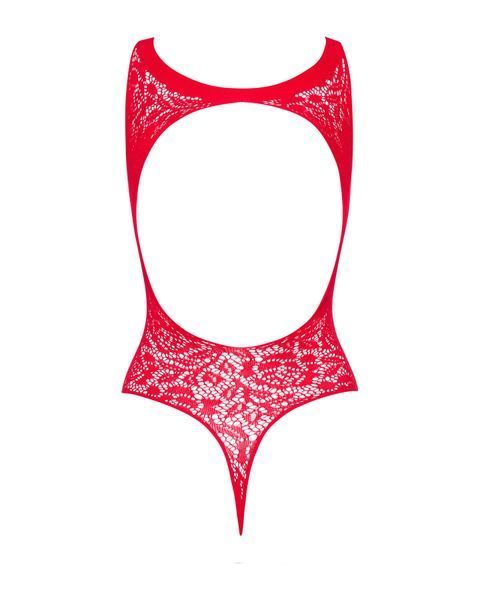 Ажурный бодистокинг с эффектом шнуровки Obsessive B120 teddy red S/M/L, красный SO7208 фото
