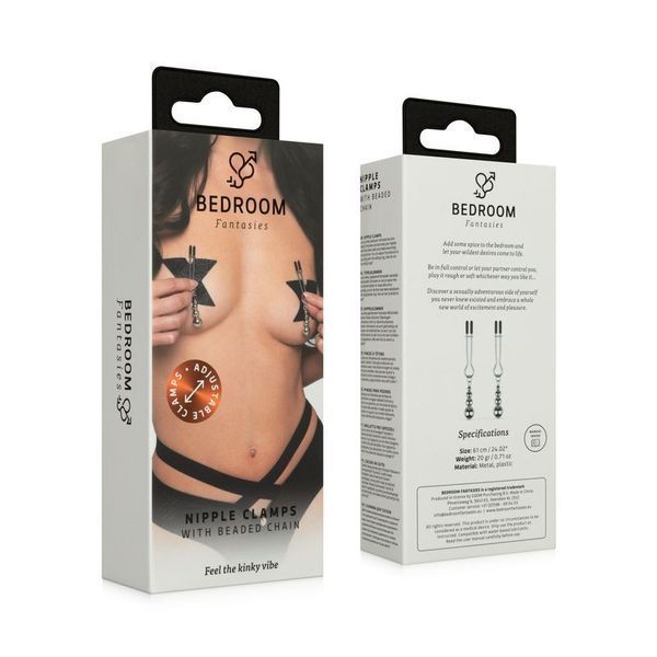 Зажимы для сосков Bedroom Fantasies: Nipple Clamps with Beaded Chain - Silver SX2209 фото