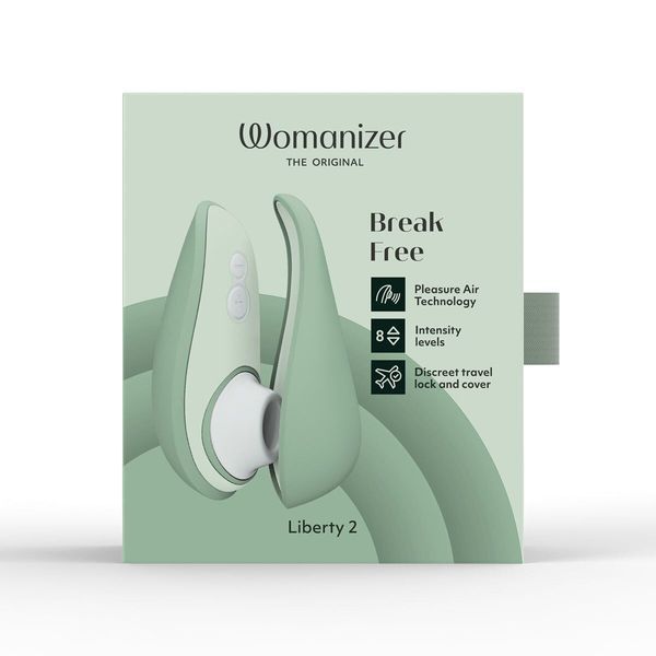 Вакуумный клиторальный стимулятор Womanizer Liberty 2 Sage, 8 режимов, магнитная крышечка SX0520 фото