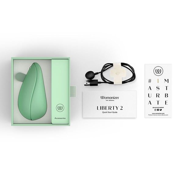 Вакуумный клиторальный стимулятор Womanizer Liberty 2 Sage, 8 режимов, магнитная крышечка SX0520 фото