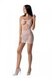 Ажурное мини-платье на тонких бретелях Passion BS096 One Size, white, плетение на груди SO8931 фото