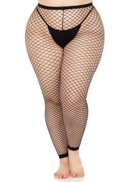 Колготки без стопы Leg Avenue Industrial Net footless tights, 1X/2X, черные, в сетку SX1054 фото