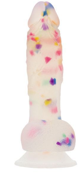 Фалоімітатор з конфетті ADDICTION - PARTY MARTY 7.5&Prime; - FROST & CONFETTI, 19 см, силікон SO4532 фото