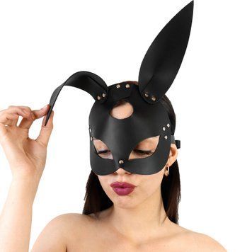 Кожаная маска Зайки Art of Sex - Bunny mask, цвет Черный SO9644 фото