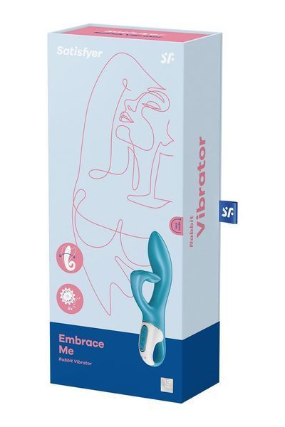 Вибратор кролик с тройным отростком Satisfyer Embrace me Turquoise, 2 мотора, диаметр 3,6 см SO6284 фото