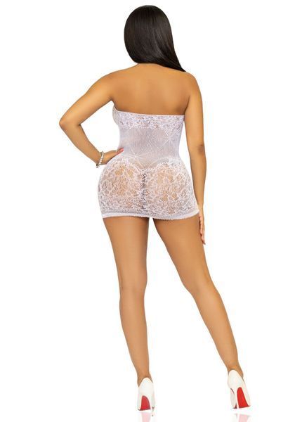 Платье-сетка со стразами Leg Avenue Rhinestone halter mini dress White, открытая спина, one size SO7957 фото
