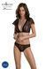 Комплект Passion LEAFA BIKINI black, L/XL, бюстгальтер-топ з рукавчиками, стрінги-шортики з вирізом SX0497 фото 1