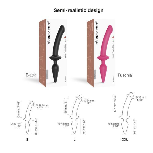 Анальная пробка с дилдо 2в1 Strap-On-Me SWITCH PLUG-IN DILDO Black S, диаметр 3,3/2,9 см SO6826 фото