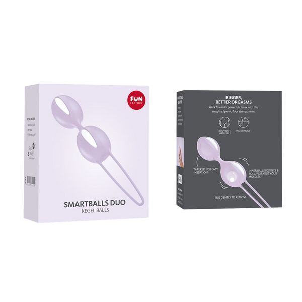 Вагинальные шарики Fun Factory SMARTBALLS DUO, сиренево-белые, 2 шт, диаметр 3,2 и 3,6 см SX0961 фото
