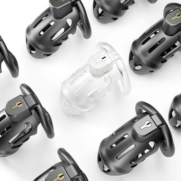 Клетка для пениса LOCKINK SEVANDA Plastic Penis Chastity Cage, черная, 3 кольца разных размеров SX2841 фото