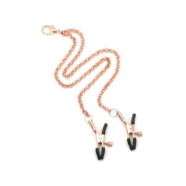 Нашийник із затискачами для сосків Liebe Seele Rose Gold Memory Collar with Nipple Clamps, шкіра SO9495 фото