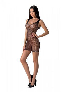 Мінісукня з вертикальним візерунком Passion BS097 One Size, black, плетіння з боків SO8932 фото