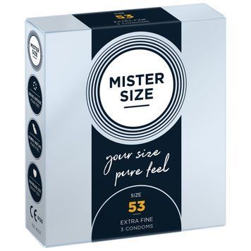 Распродажа!!! Презервативы Mister Size - pure feel - 53 (3 шт) (срок 05.2026) SO8034-R фото
