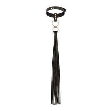 Ошейник с флоггером Rosy Gold - Collar with Flogger - Black SX1198 фото