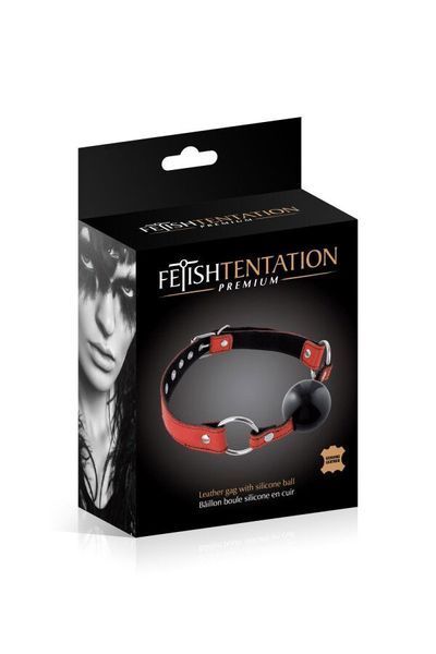 Кляп Fetish Tentation Premium Leather gag with silicone ball Red SX1100 фото