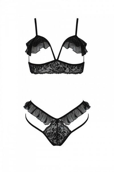Эротический комплект Passion DOLLY SET, L/XL, black, с открытыми чашками SO9704 фото