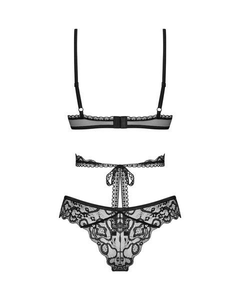 Комплект Obsessive Blomentis 2-pcs set, XL/2XL, мереживний, ліф із зав&rsquo;язками на спині, трусики-сліпи SX1032 фото
