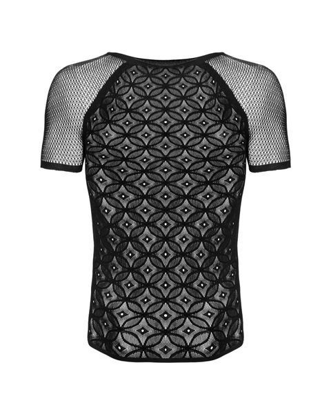 Мужская полупрозрачная футболка с орнаментом Obsessive T102 T-shirt S/M/L, черная SO7310 фото