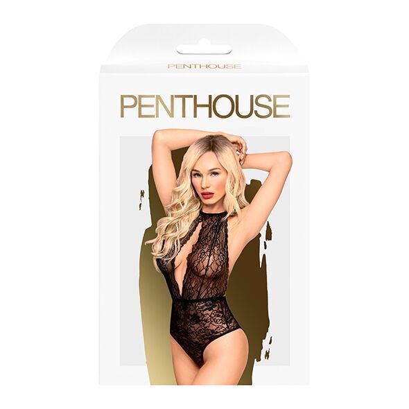 Боди с глубоким декольте и высокими трусиками Penthouse - Toxic Powder Black S/M SO9599 фото