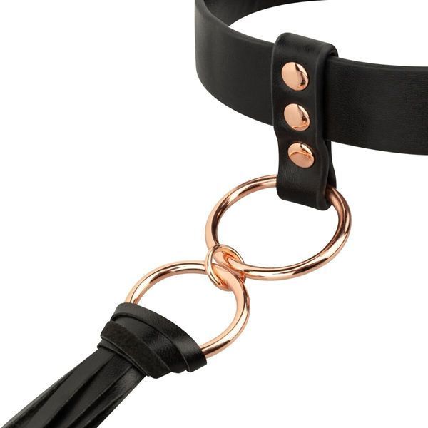 Ошейник с флоггером Rosy Gold - Collar with Flogger - Black SX1198 фото